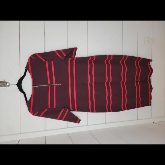 Old Navy Maternity Medium burgundy & red stripe midi dress - Picture 2 of 5